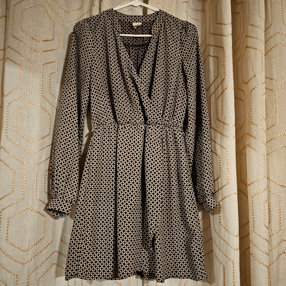 Pink Owl long-sleeve belted wrap dress, size small